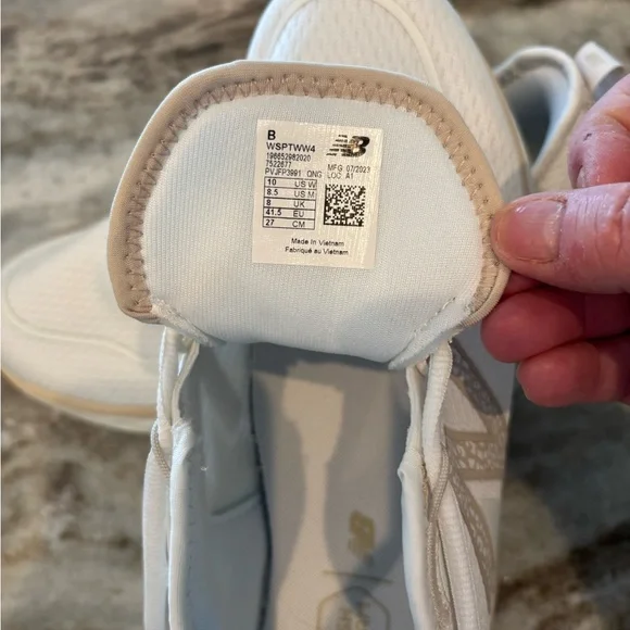 New Balance White and Beige Athletic Shoes - Picture 7 of 7